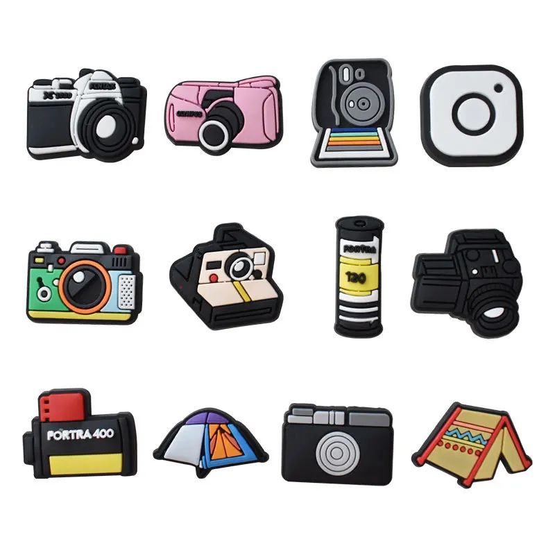 1Pcs PVC Action Camera Shoes Charms for Crocs Shoe Accessories DIY Badge Unisex Sandals Buckle Kids  Decoration Jeans X-mas Gift