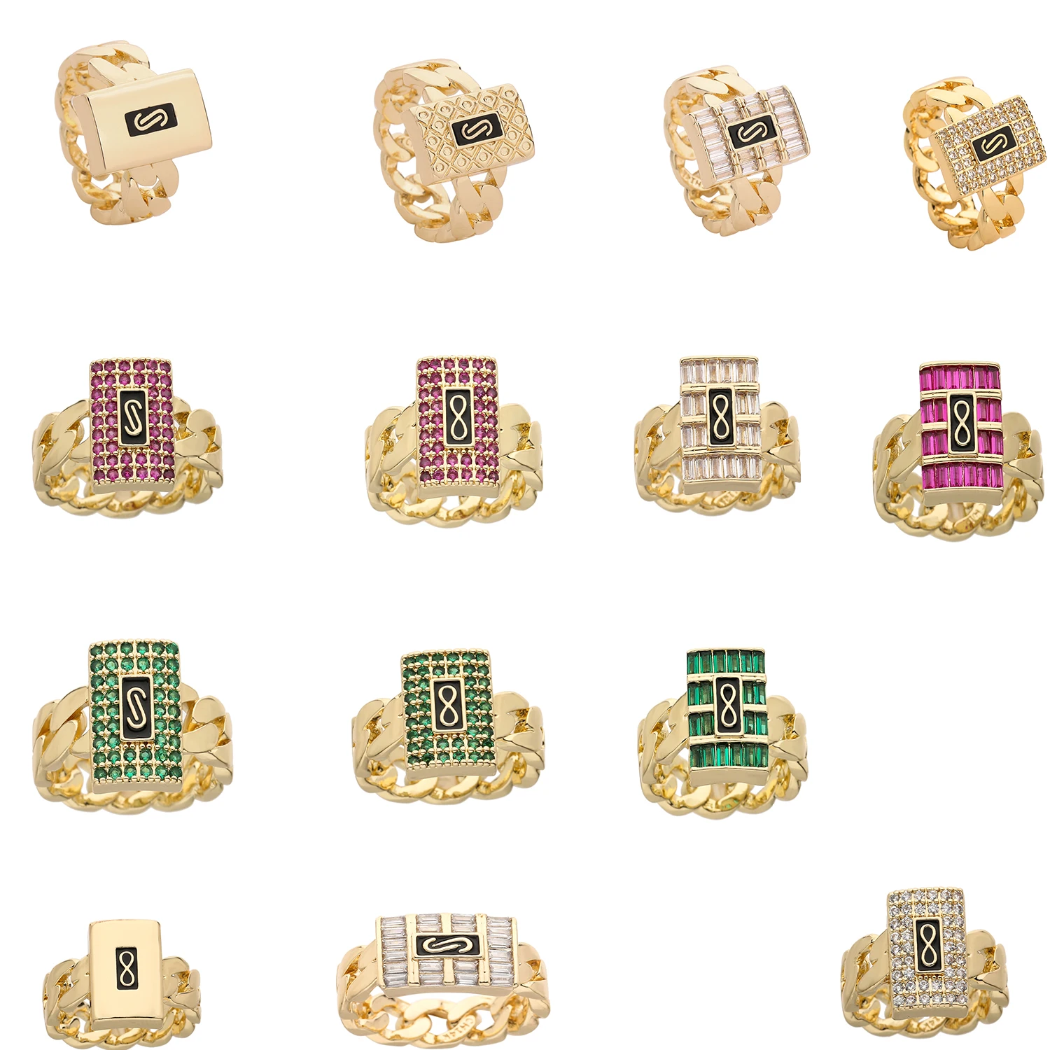 New Monaco men's and women's rings, elegant zircon rings, brass material, party gifts, Monaco charm rings