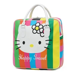 Kawaii Hello Kitty Large Capacity Travel Bag PU Leather Cartoon Female Luggage Bag Business Trip Korean portable for girl women