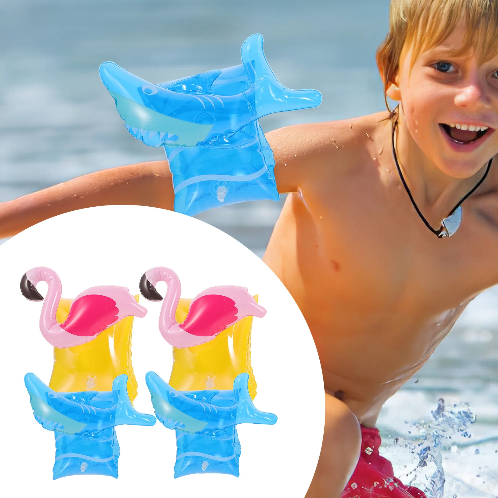 

2Pairs Swimming Sleeves PVC Inflatable Arm Floaties for Pool Beach Beginner Swim Training Floating Support Lightweight Easy