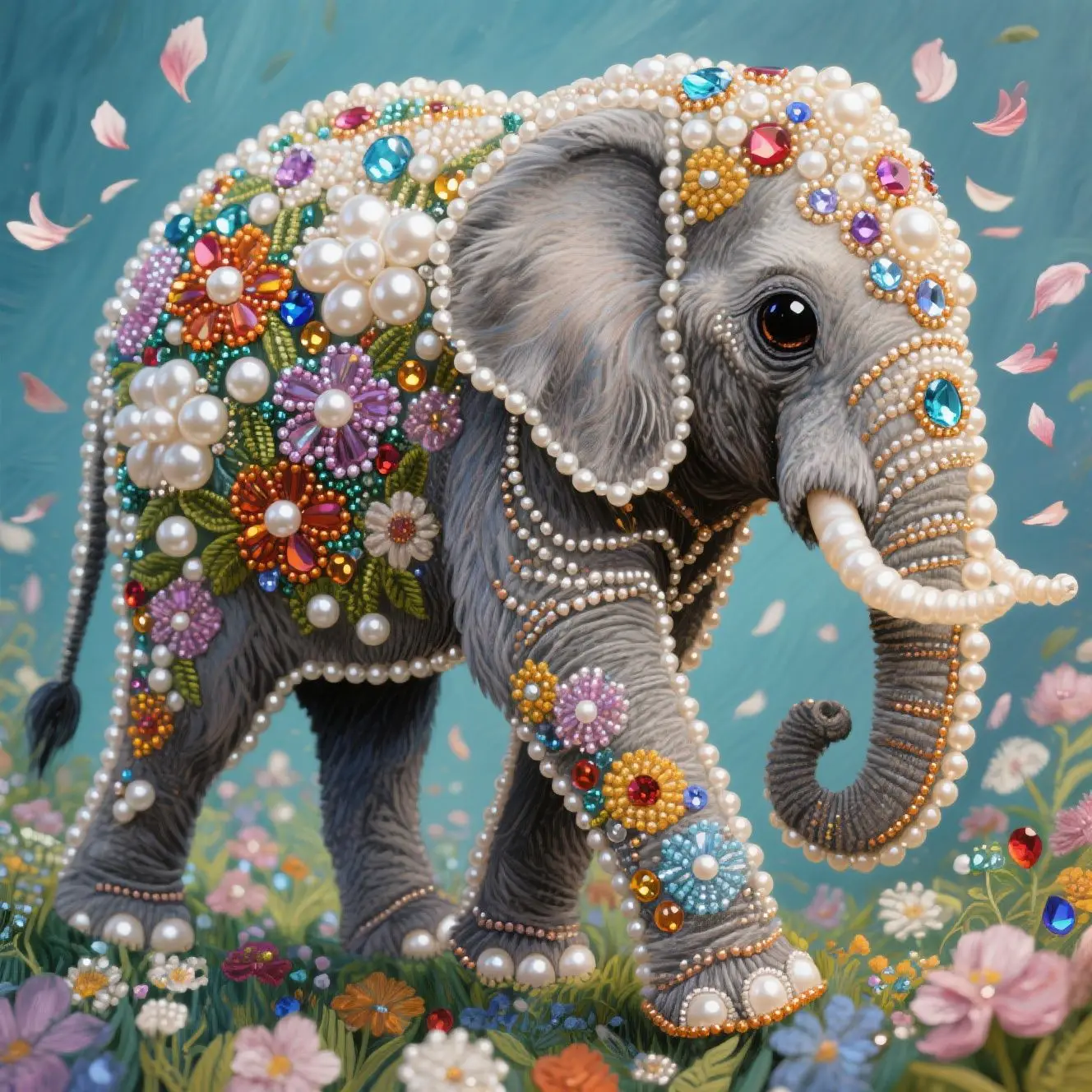 Nouvelle Peinture Diamantée DIY Éléphant Perlé, Peinture Diamantée Perlée Faite à la Main
