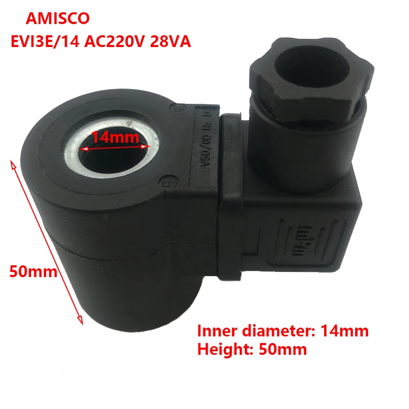 

AMISCO Hydraulic Solenoid Valve EVI3E/14 Inner Diameter 14mm Height 50mm AC220V 28VA