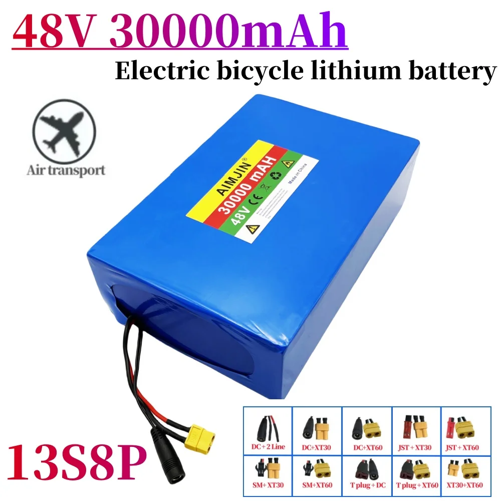 NEW 13S8P 48V 30000mAh battery 18650 13S8P Lithium Battery Pack 1000W battery Built in 50A BMS