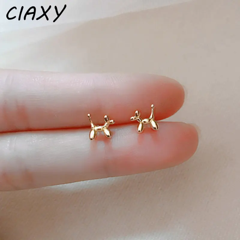 CIAXY فضي اللون بالون الكلب وأقراط للنساء فتاة لطيف القرط الصغير مجوهرات الأزياء الكورية بالجملة #1