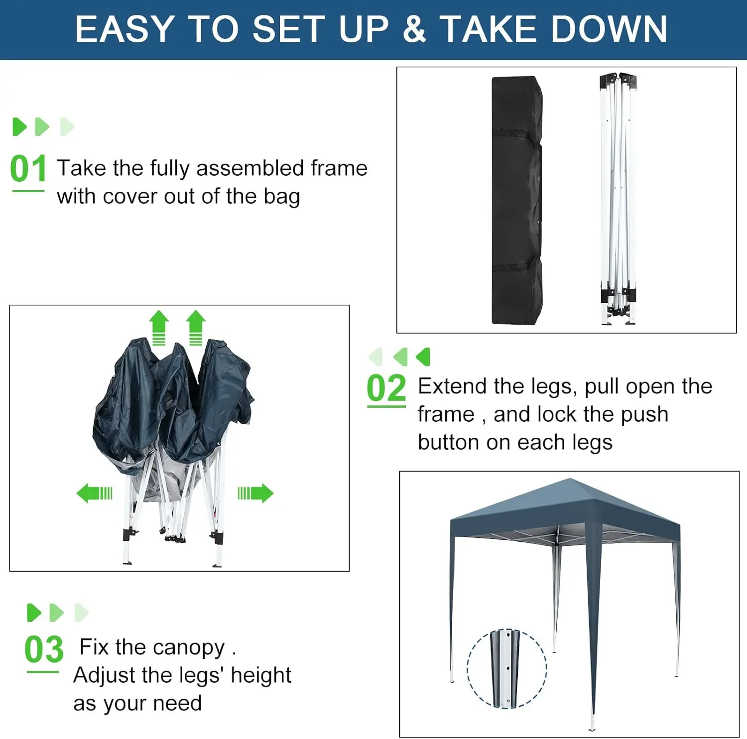 خيمة بمظلة منبثقة مقاس 6.5 × 6.5 قدم، مظلة قابلة للطي للمأوى الفوري في الهواء الطلق مع 4 جدران جانبية و