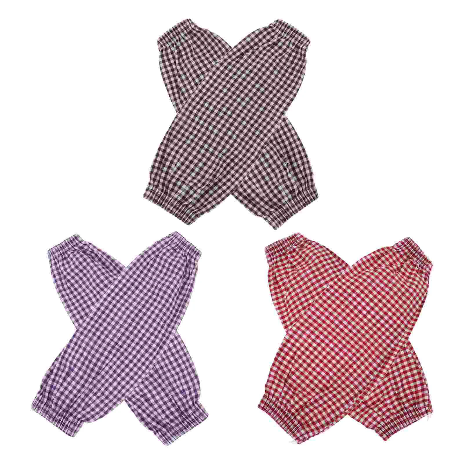 3 Pairs Plaid Sleeves Oversleeves For Cleaning Gloves Cooking Cotton Working Gardening Housework Dish Washing
