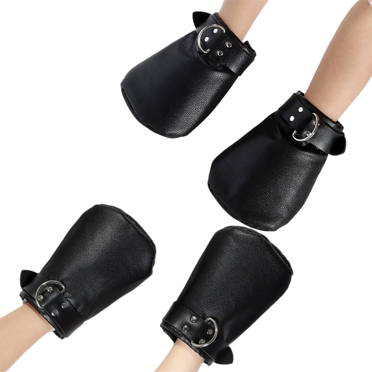 Black PU Funny Animal Paw Gloves Tactical Cosplay Props for Boxing Stage Performance Party Set Accessories Halloween Ball Mask