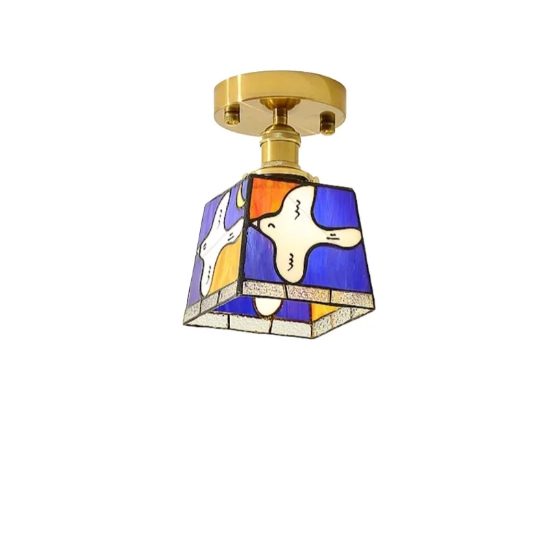 

Creative cartoon entrance ceiling light entry aisle light retro stained glass decorative light