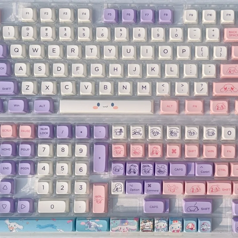 Sanrio Kawaii Cinnamoroll Keycaps  Cartoon Style PBT Mechanical Keyboard Key Caps XDA Highly Cute Keyboard Accessories