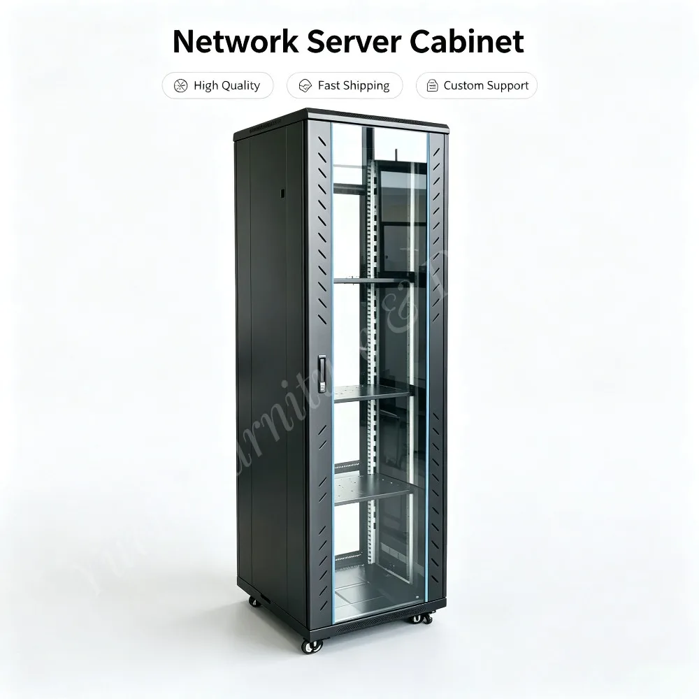19 Inch Floor Standing Server Rack Cabinet Soundproof Acoustic Network Glass Front Door Data Center Enclosure 42U