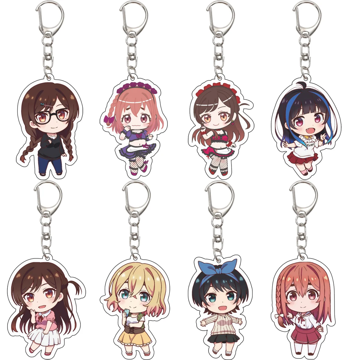 

55MM Keychain Anime Rent-A-Girlfriend Ichinose Chizuru Asami Nanami Sarashina Ruka Sakurasawa Sumi Acrylic Key Chain Cute Gifts