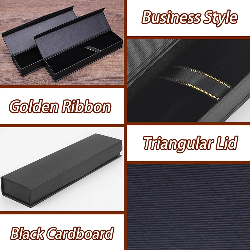 Imagem -02 - Luxo Black Jewelry Ballpoint Pen Gift Box com Almofada Caixas de Lápis Estojo Vazio Coleção para Negócios Aniversário 140 Pcs