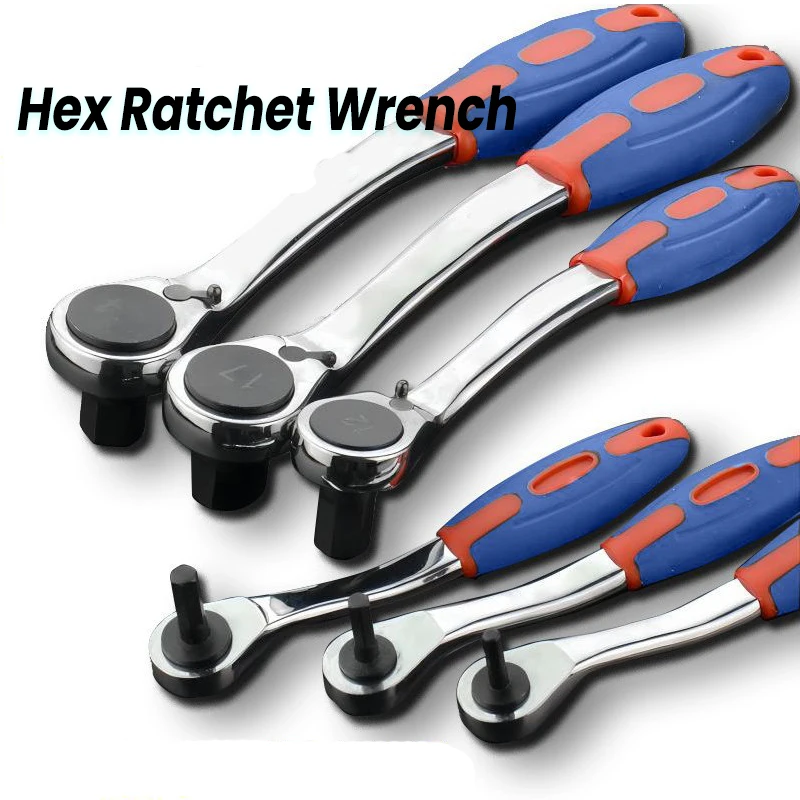 Hex Ratchet Wrench Mini Hex Spanner Torque Spanner Set Rod Screwdriver Bit Tool Socket Ratchet Handle Wrench