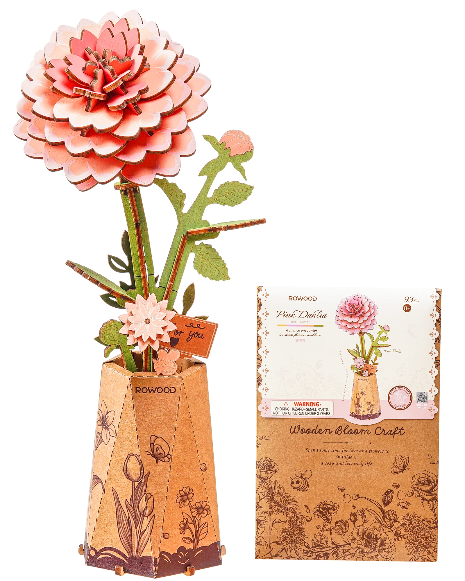 ROKR 3D Wooden Rose Bouquet - DIY Adjustable Flower Model Kit, No Glue Required. Suitable for adults for home and table decoration. Suitable for adults and teenagers. It is a Valentine's Day gift for women (multiple flower types available)