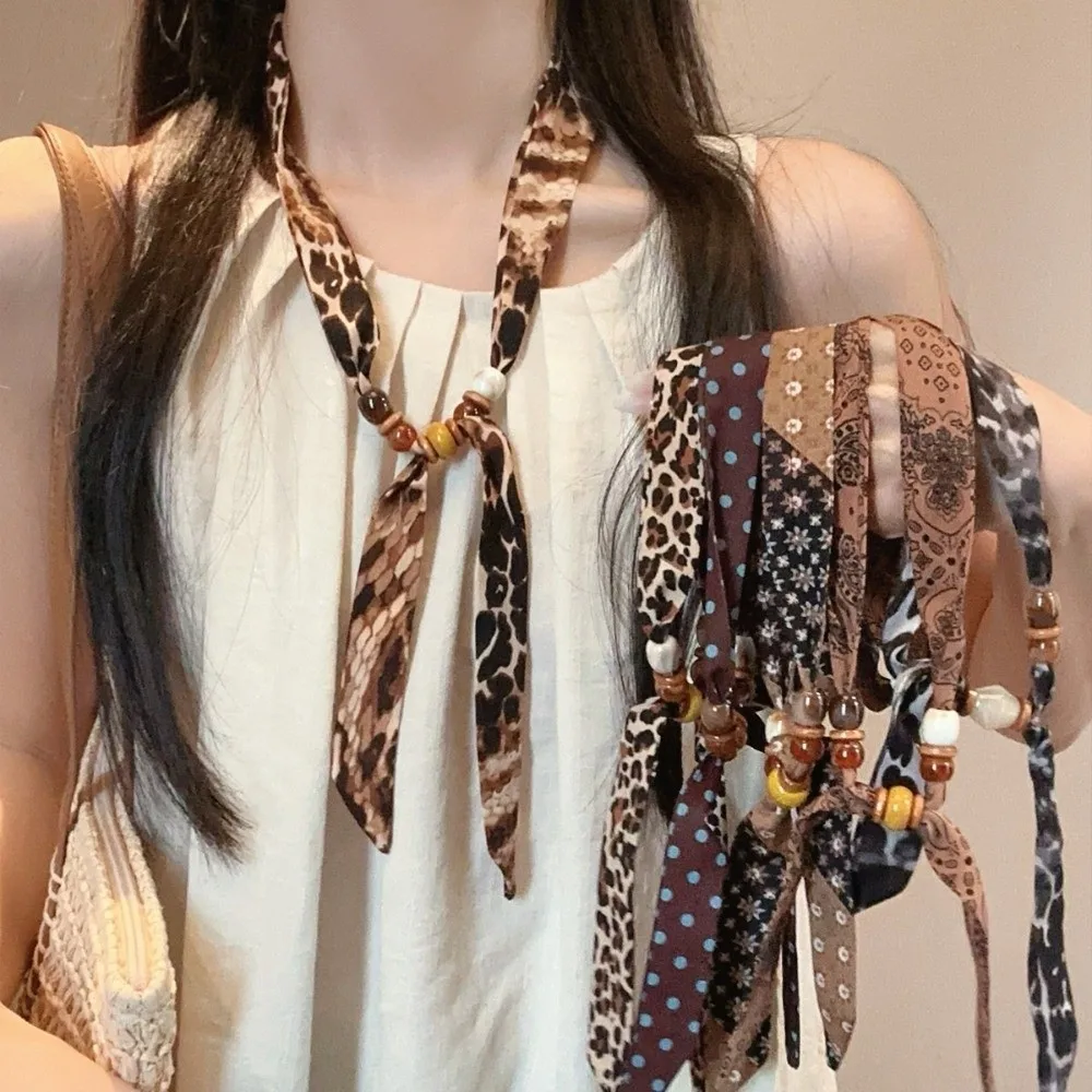 

Beaded Design Scarf Necklace Leopard Print Print Pattern Beaded Scarf Spring Summer Fall Winter Vintage Accessory Sweater Chain
