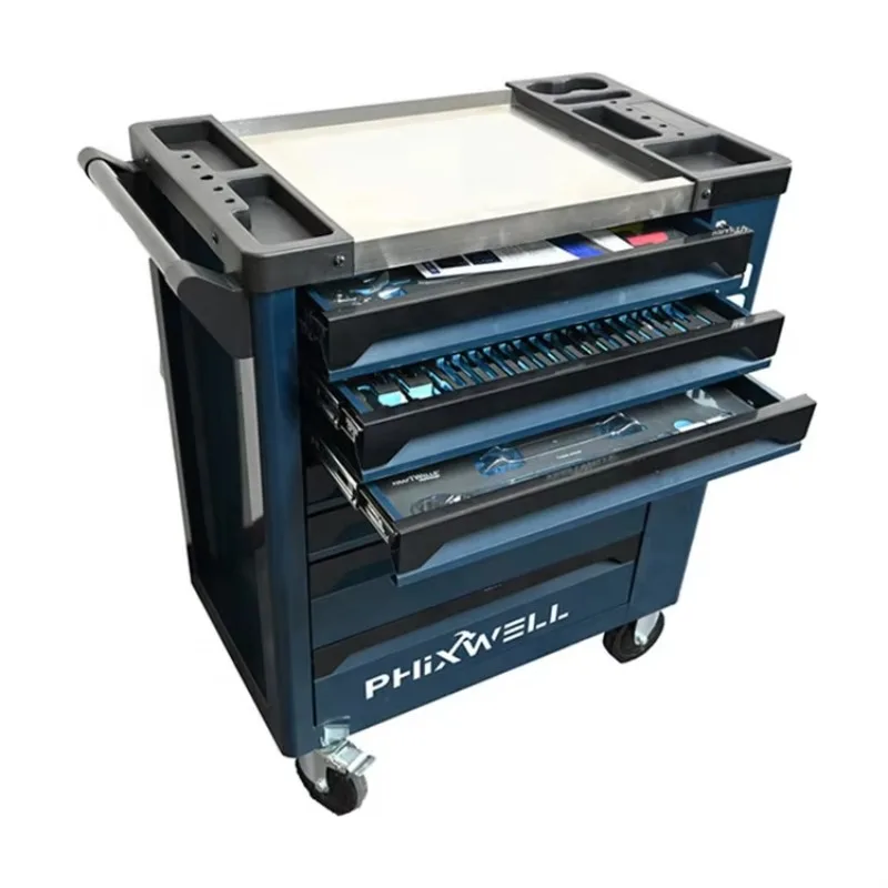 Heavy-Duty 7-Drawer Tool Cabinet Chest Cart With Stainless Steel Top Side Door Tools Set Tray