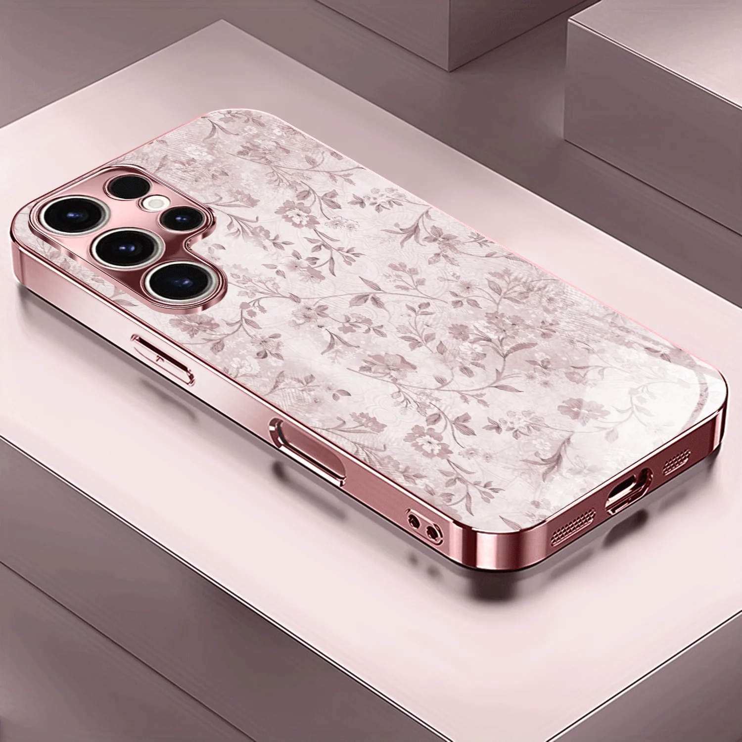 Milk white flowers s26 ultra case s25 s24 Glass phone case for Samsung Galaxy S26 25 24 23 22 21 FE Ultra Plus Drop Proof Case