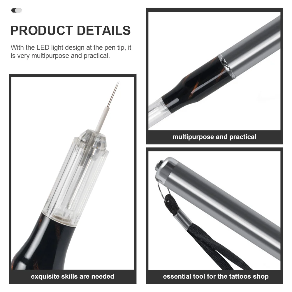 قلم Microblading مع ضوء LED متعدد الأغراض، قلم وشم احترافي للحواجب، أداة حامل إبرة Microblading