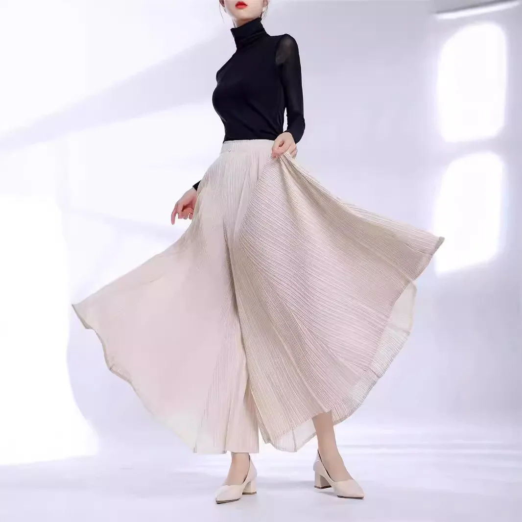 TOP QUALITY ISSEYS MIYAKES Elegant Fashion Pleated Wide Leg Casual Pants Autumn Hundred Loose Solid Color Pants
