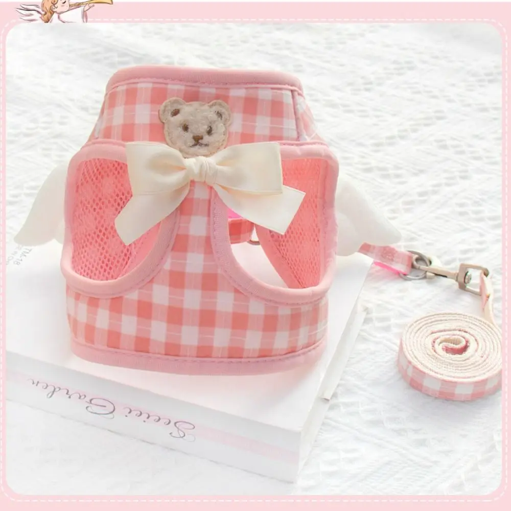 Adjustable Cat Dog Harness Set Breathable Comfortable Pet Chest Strap with Leash Escape Proof Cat Rope Vest Walking