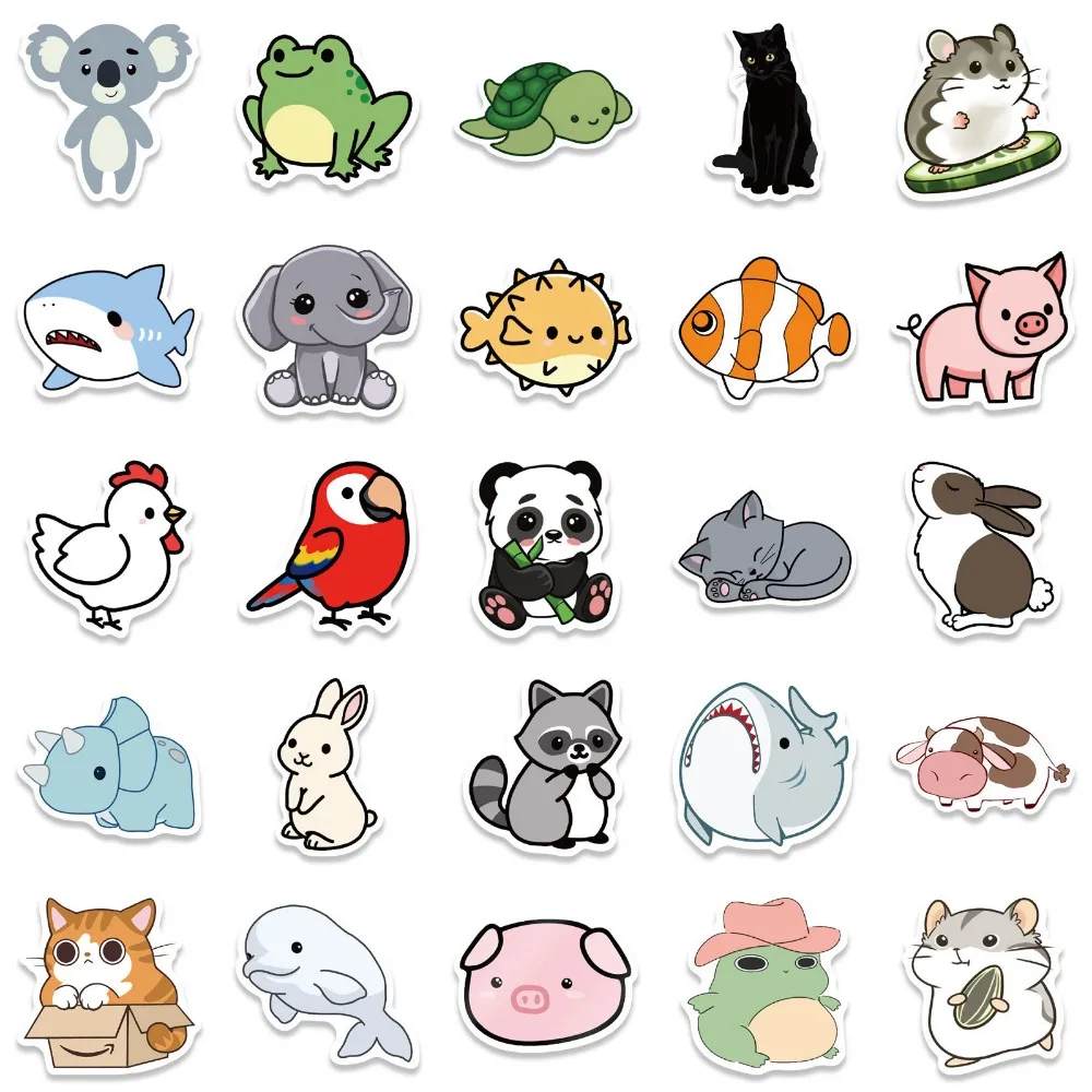 Kawaii Animal Stickers 50-Count Waterproof Set for Kids — view 2