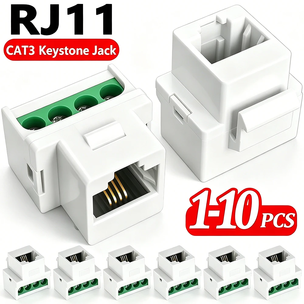 RJ11 Screw Jack CAT3 Telephone Keystone Jack with Screw Terminal Universal RJ11 Female Jack To 4Pin Screw Connector Adapters