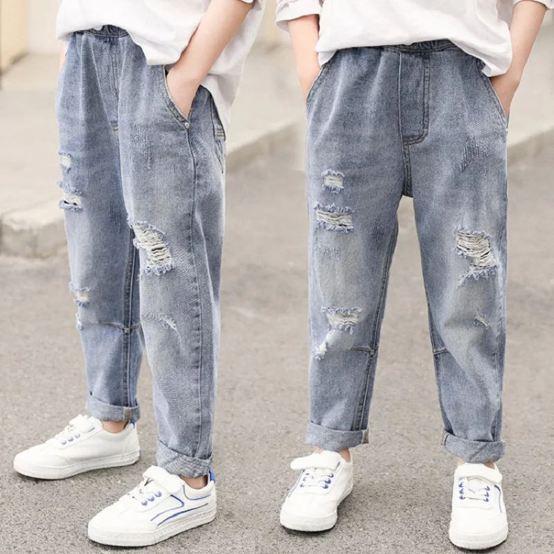 

4-13 Years Boys Clothes Slim Straight Jeans Classic Bottoms Kids Denim Clothing Long Pants Kids Baby Boy Casual Trousers