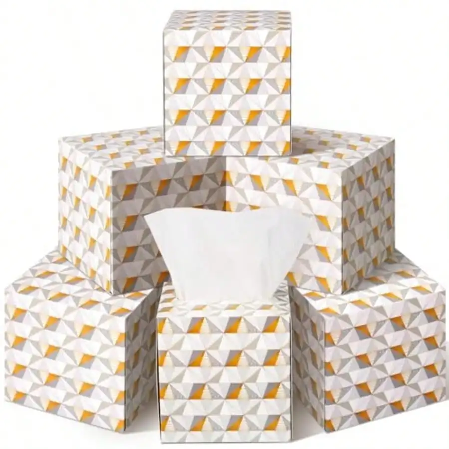 

12 Pcs 960 Sheets Square Tissues Cube Box Travel Tissue Paper Box With 2 Ply 80 Counts Soft Facial Pocket Handkerchief Holder For Car Toilet Geometric Style