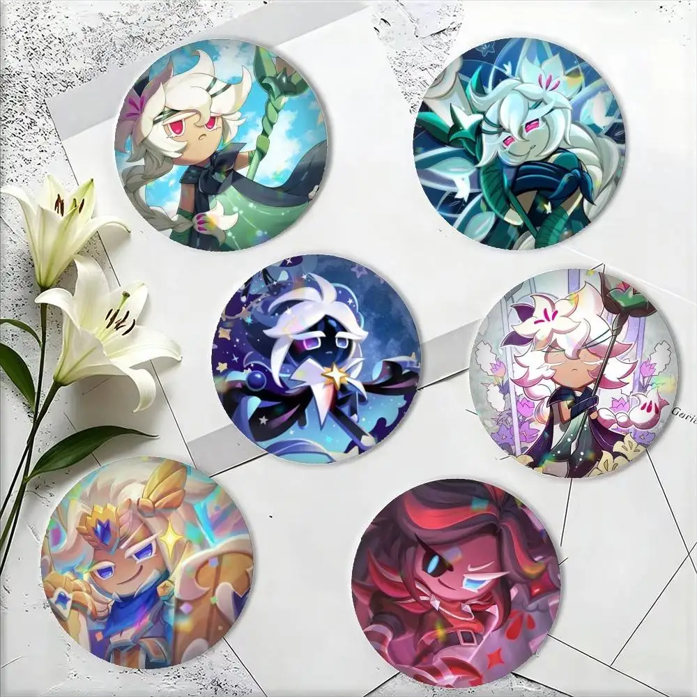 Run Kingdom W-White lily Cookie 25mm 32mm 44mm 58mm 75mm Brooches Badges Pins for Accessories Gift