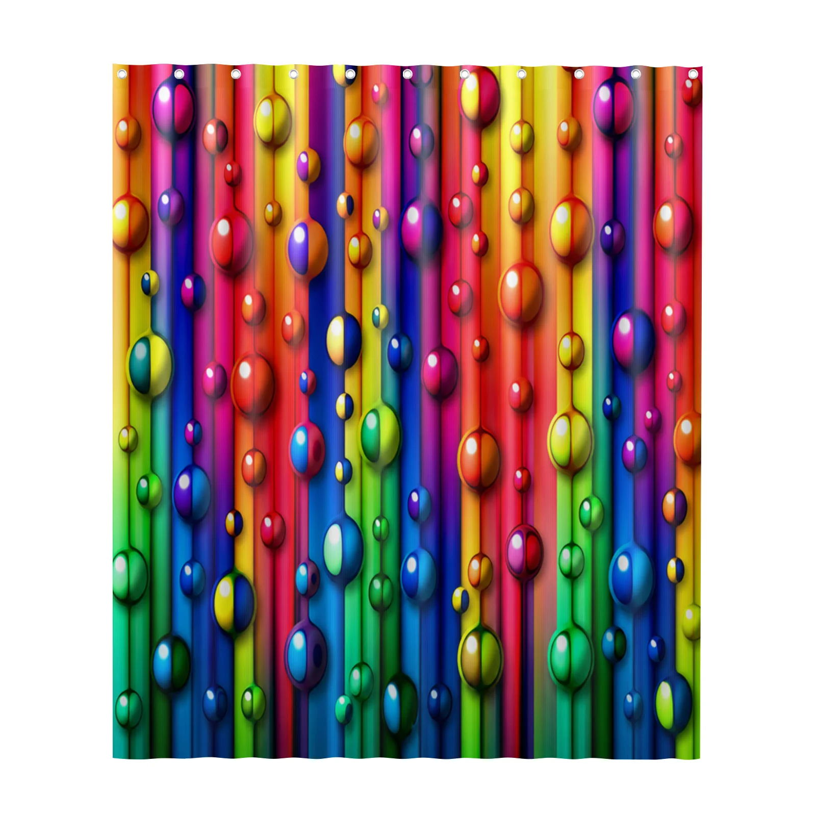 Colorful Abstract Bubbles Rainbow Shower Curtain with Hook Waterproof Polyester Fabric Bathroom Modern Curtains Decor Bath Room