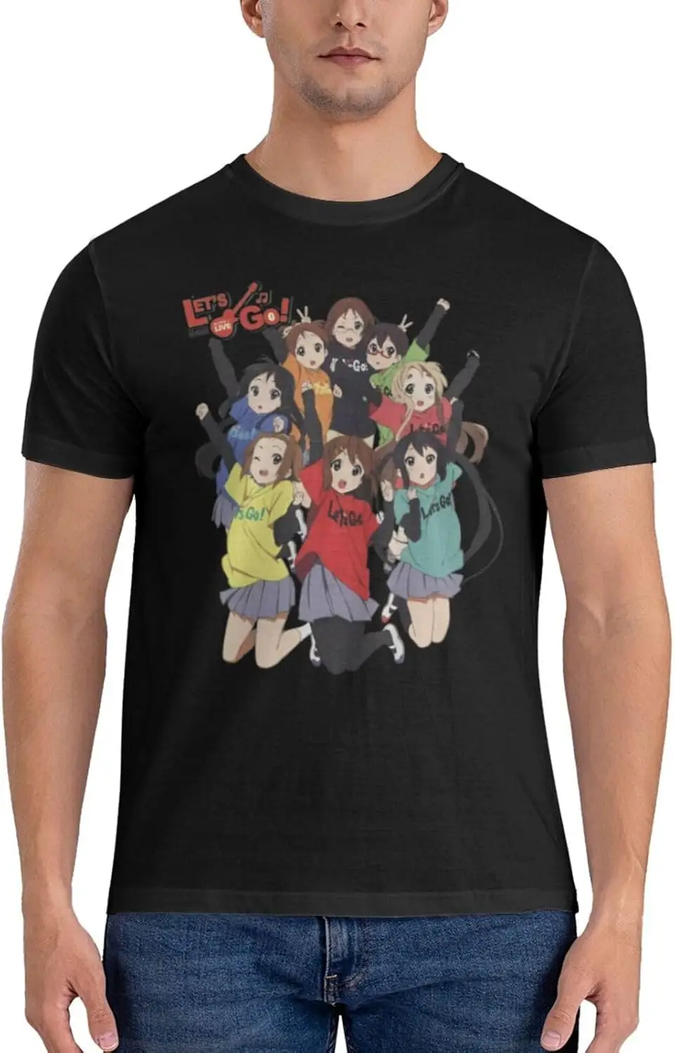 K-On!S Shirt Men's Personalised Short Sleeve T Shirt Fashion Graphic Tees Cool Casual Tops Black