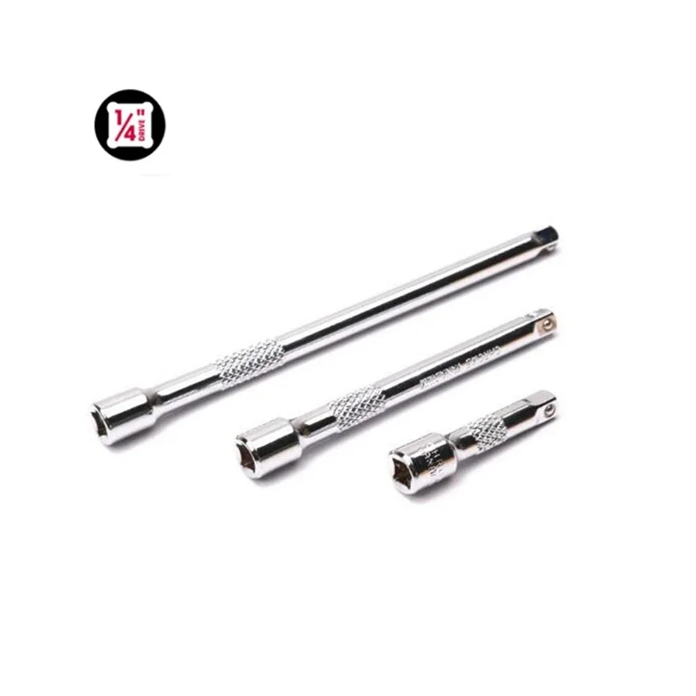 Chrome Vanadium Steel 3-Piece Extension Bar Kit for 1/4 3/8 1/2 Inch Drive Ratchets Wobble Capability and Straight Extension Use