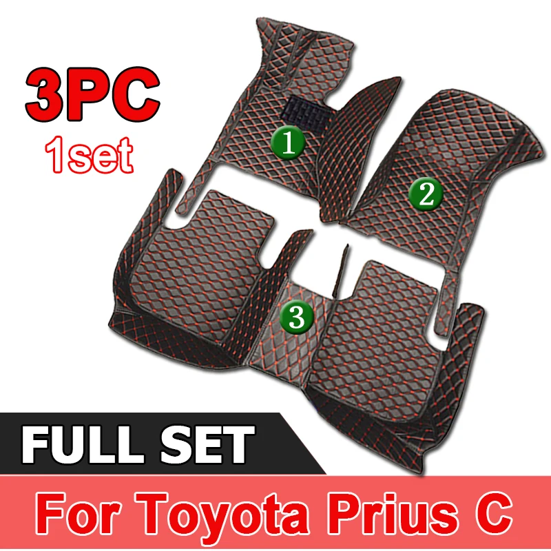 Car Floor Mats For Toyota Prius C Aqua NHP10 2012~ 2019 Carpets Rugs Luxury Leather Mat Rugs Car Accessories 2013 2014 2015 2016