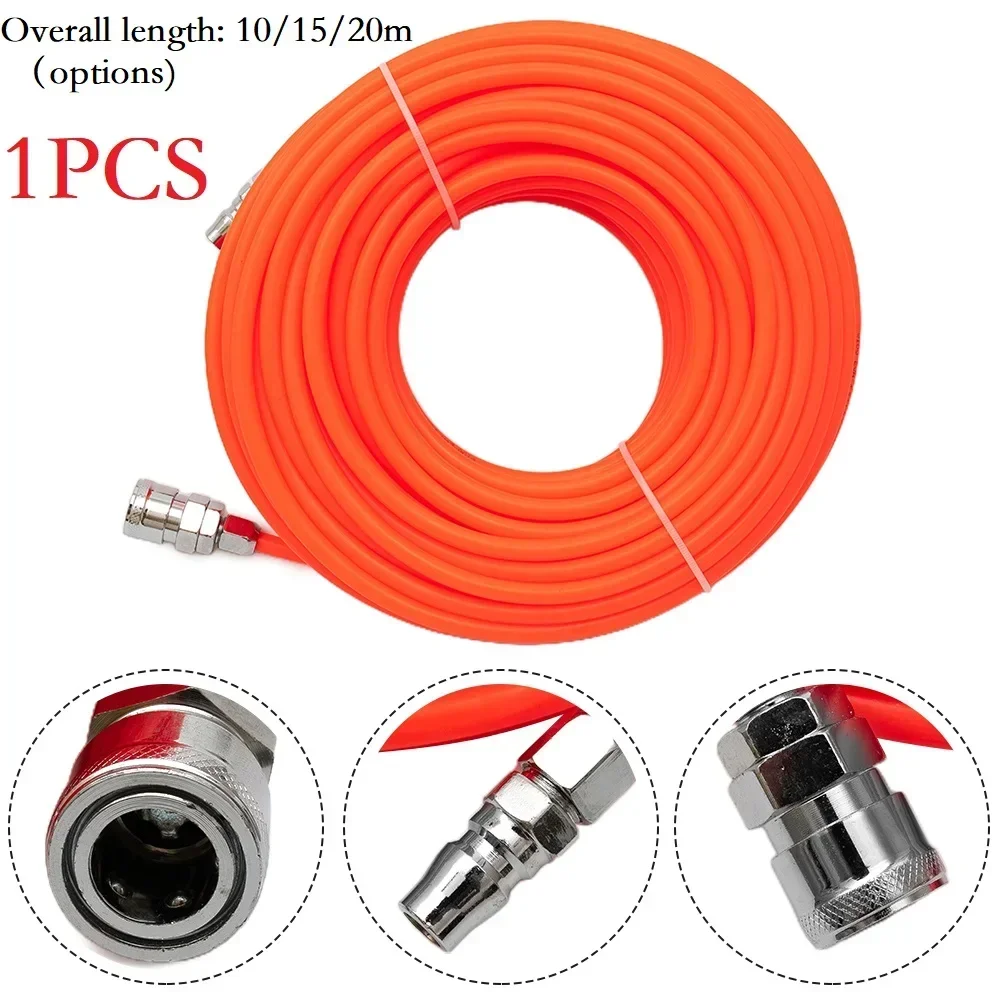 Tubo de poliuretano flexível de alta pressão, 10/15/20m, pneumático, pu, mangueira com conector, ferramentas de combustível de ar para compressor