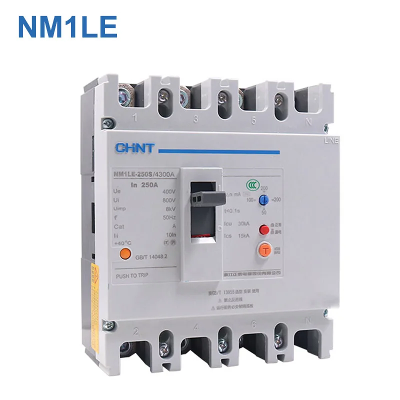 

NM1LE 4P 63/80/100/125/160/200/250/315/350/400A Residual Current Circuit Breaker Leakage Differential Breaker Safety Switch