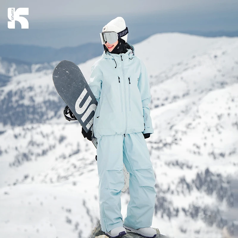 KUFUN Abbigliamento da sci Completi da snowboard ispessito impermeabile Giacca da neve antivento Top Pantaloni Pantaloni larghi Casual Uomo Lady Adolescente