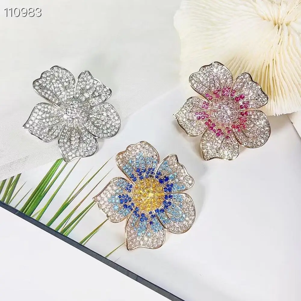 SENYU Large Lady`s Flower Earrings Elegant Stereoscopic Leaf Luxury Women Jewelry for Party Banquet Fit Ears Big Flower Earring