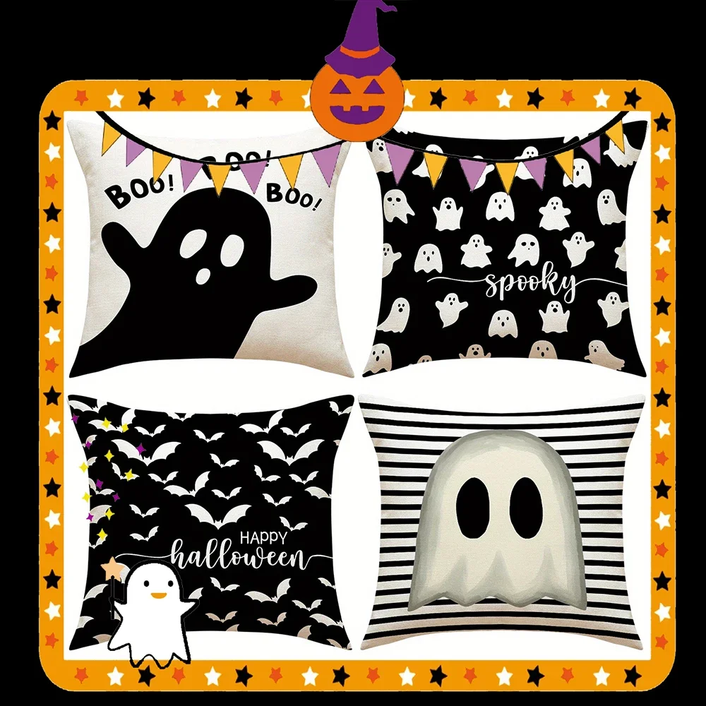 Spooky Ghost Pattern PillowcaseSuitable for living room bedroom sofa decorative cushion cover pillow cover