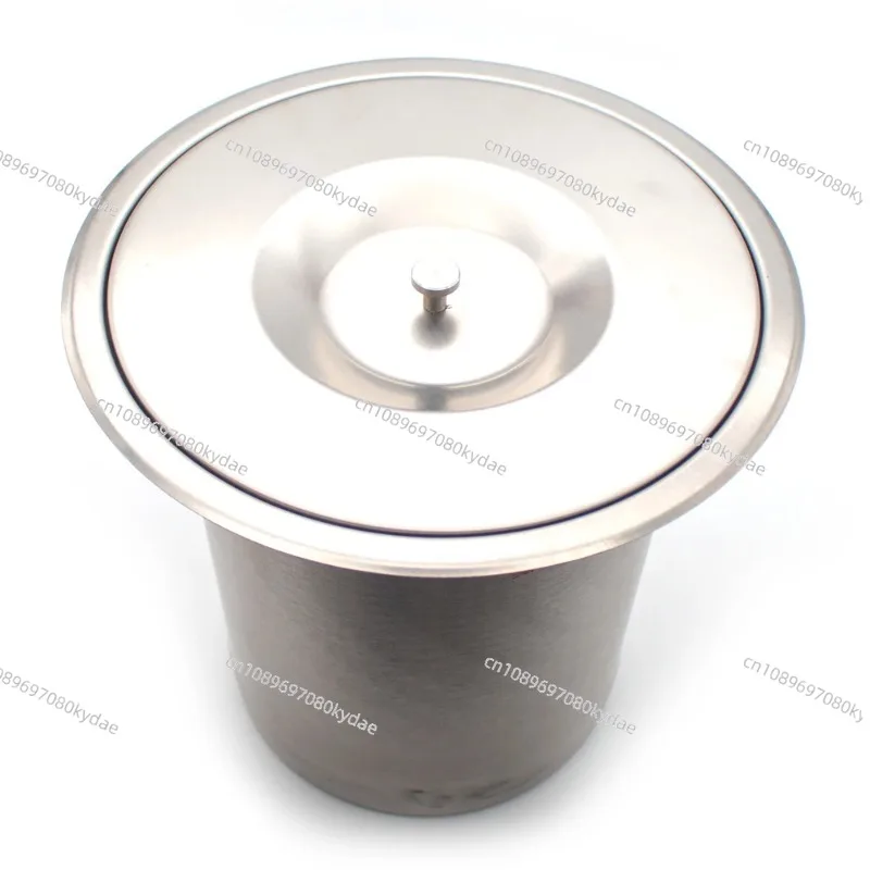 8L Kitchen Cabinet Countertop Built-In Stainless Steel Trash Can Flush Recessed Dustbin Eco-Friendly Hidden Embedded Trash Bin