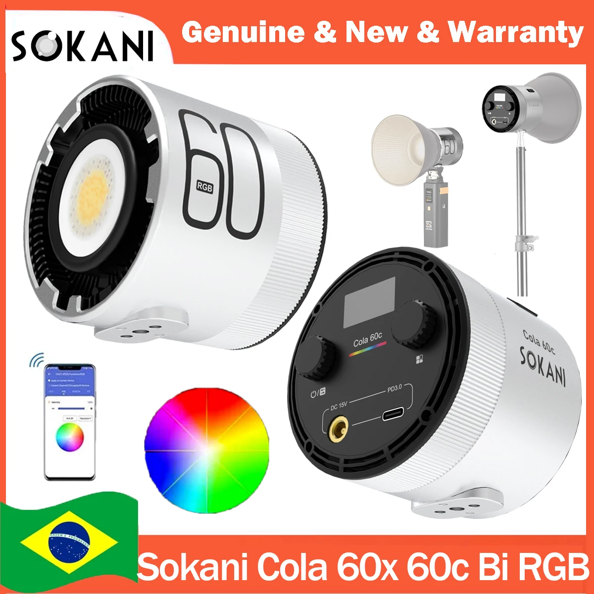 Sokani Cola 60x 60c 60W Bi RGB LED الفيديو الضوئي APP التحكم بوينز جبل الإضاءة للتصوير الفوتوغرافي تسجيل الفيديو التصوير في الهواء الطلق