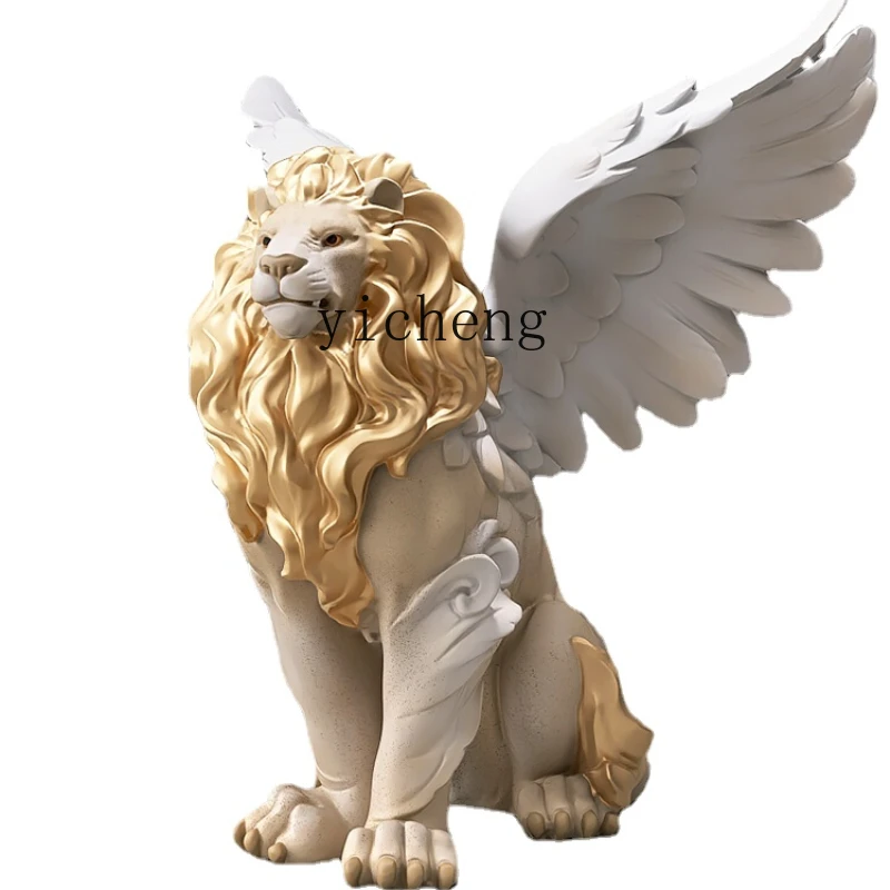 

ZK Light Luxury High-End Large Lion Living Room Floor Stand Decoration Office Exhibition Hall Sculpture Decorations