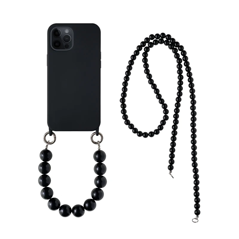 INS Crossbody Lanyard Necklace Case for Samsung Galaxy S24 S23 S22 Ultra S21 Plus S20 FE A53 A73 A54 A55 Round Beads Chain Cover