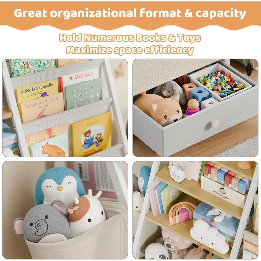 Bookshelf and Toy Storage for Nursery and Toddler Rooms MontessoriInspired Book Shelf with Natural Burlywood Finish Durable Toy