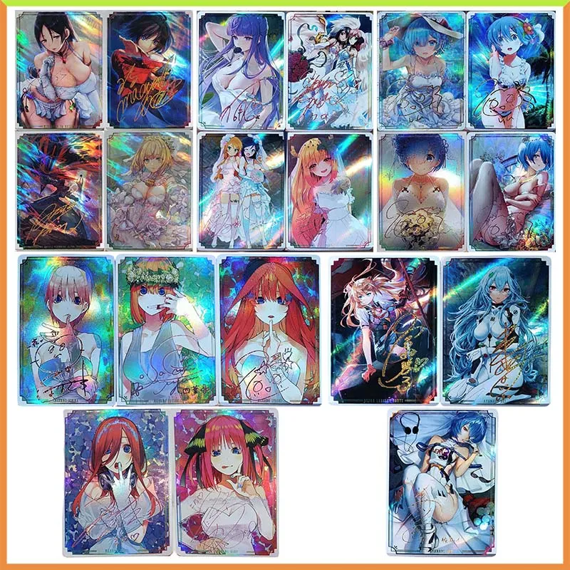 Anime Goddess Story DIY ACG Nakano Miku Rem Altria Ayanami Rei Refractive Game Collectible Cards Toys for boys Birthday Present