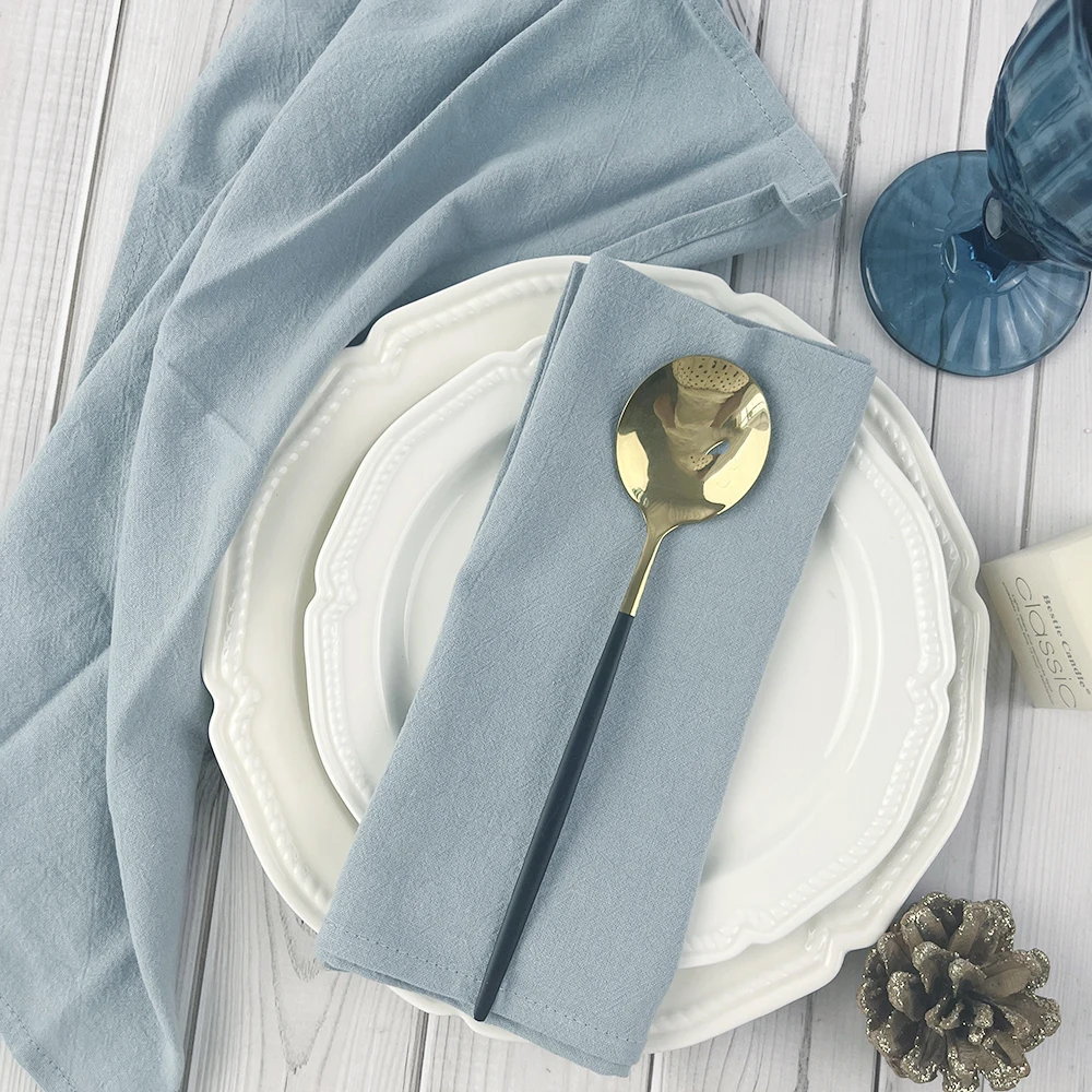 50pcs Cotton Cloth Napkins 30x45cm Dusty Blue Fabric Serviette Kitchen Tea Table Towels for Home Wedding Decoration Christmas