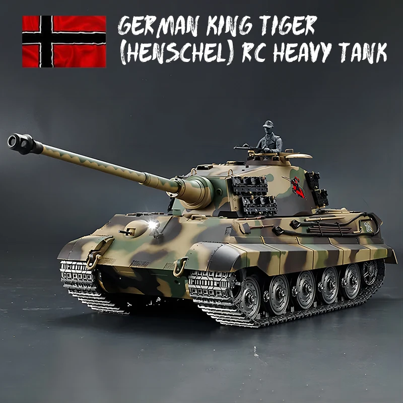 

Henglong 3888A German Tiger King Henschel Metal RC Heavy Tank Car Projectile 2.4G Remote Control Model Multi-function Toys