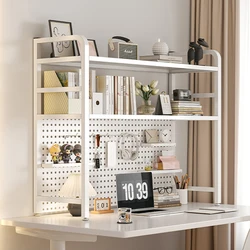 Bookshelf Table Hole Board Wrought Iron Desktop Shelving Dormitory Tiered Storage Rack Student Bookcase Computer Wire-wrap Board