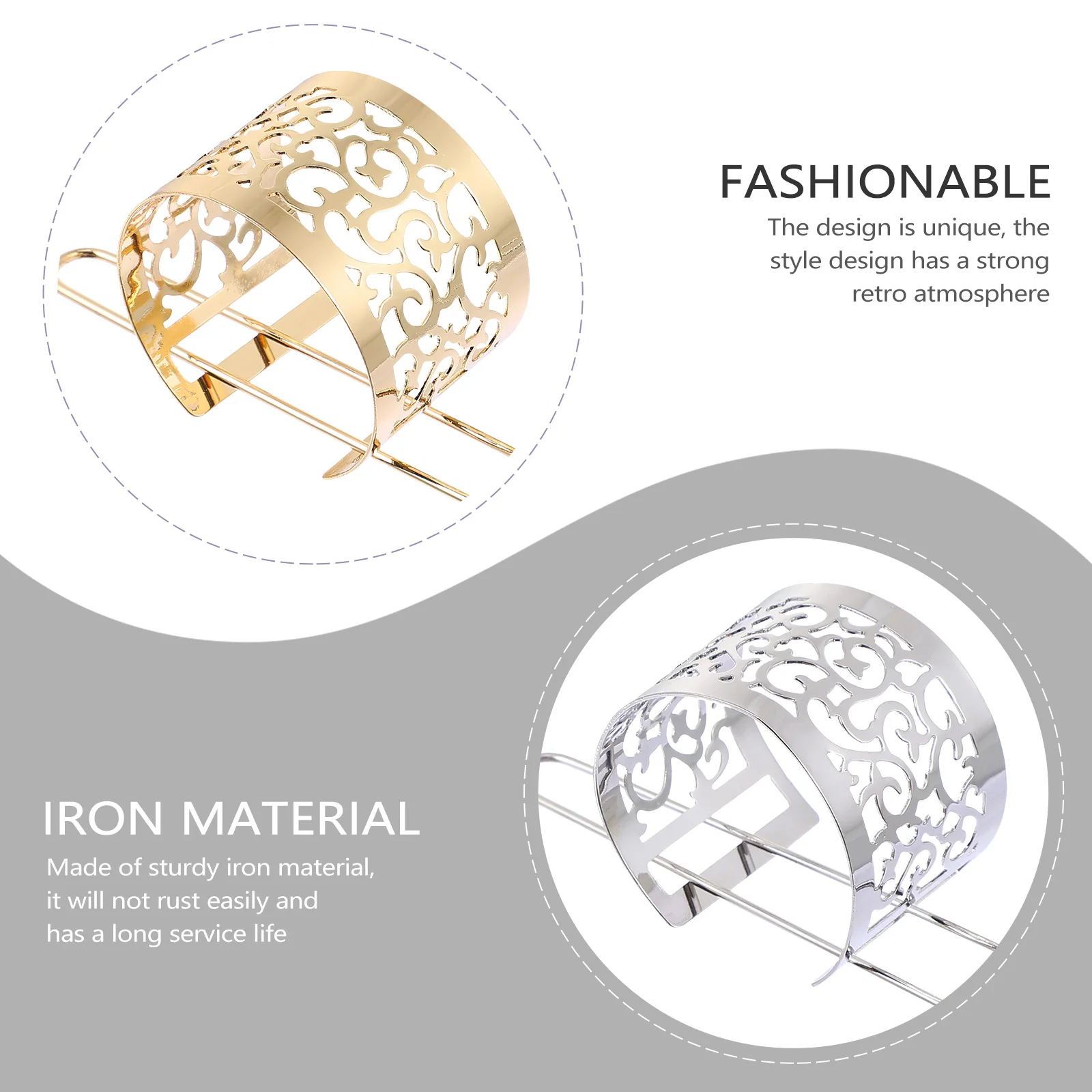 

2pcs Chinese Traditional Cuff Vintage Hair Stick Decorative Women Metal Bun Holder Elegant Hair Accessories Clips Durable Stick