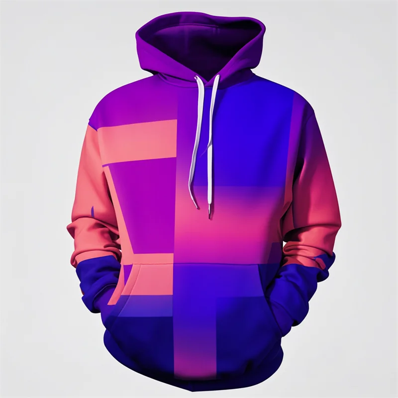 2024 New Fashion 3D Printed Purple Hoodie Men's Y2k Casual Design Hooded Sportshirt Autumn Street Hip Hop Men's Clothing Tops