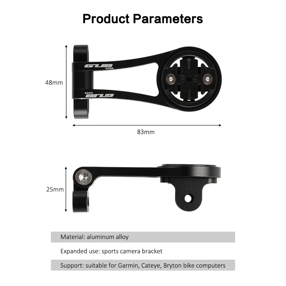 GUB 696 Bicycle Speedometer Holder MTB Bike Handlebar Stopwatch Extension Bracket for Garmin Edge CATEYE Bryton Gopro Bike Compu image 2